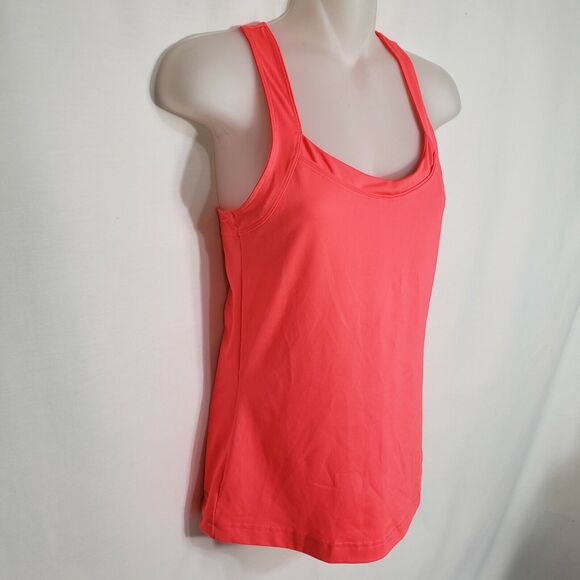 Reebok Womens Top XS High Neck Coral Built-In Bra Workout Tank Stretch Razorback - Picture 4 of 10